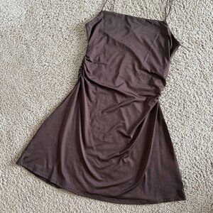 H&M Stretch Dress | Brown | Flare Fit, Size L
